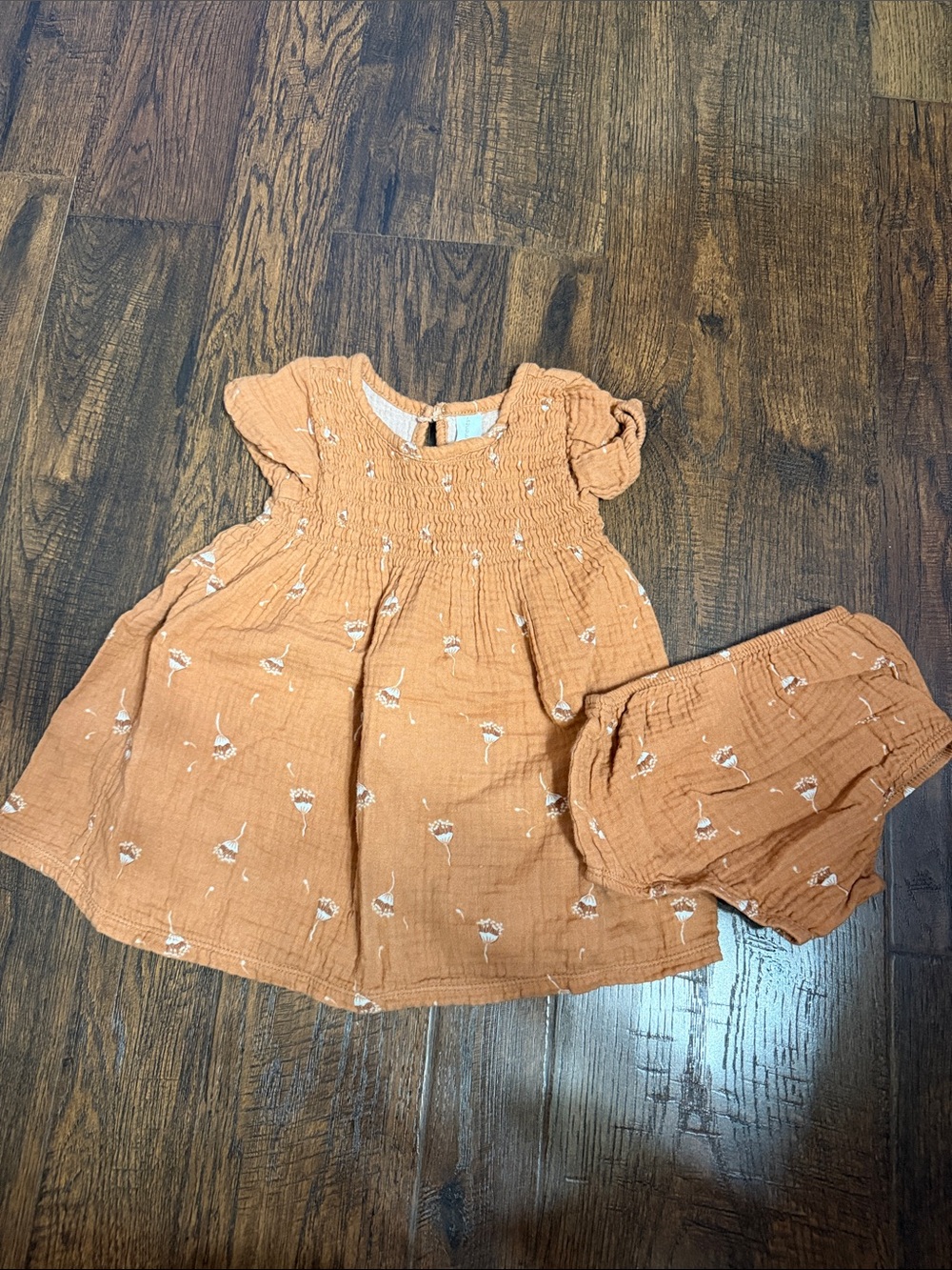 Gerber Rust Orange Floral Cotton Dress with Bloomers